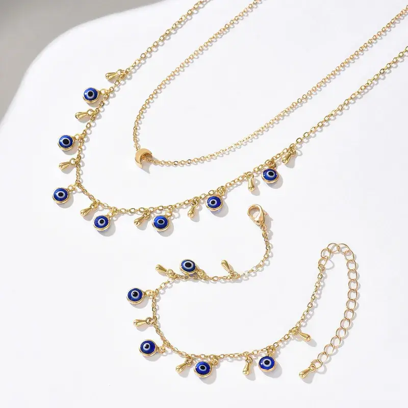 Devil Eye Necklace Bracelet Set - FY0251